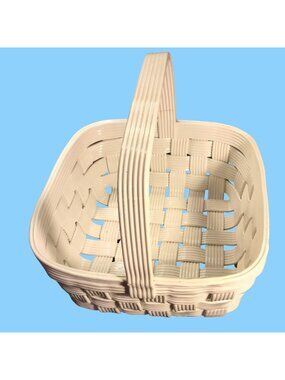 Gump Ceramic White Woven Basket italy Vintage Repaired